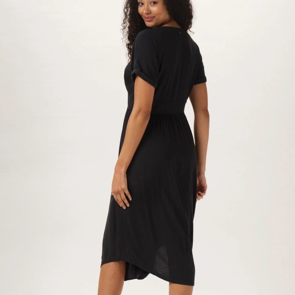 The Normal Brand Deep V Button Thru Midi Dress Black Size Small NWT - Picture 3 of 10